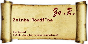 Zsinka Romána névjegykártya